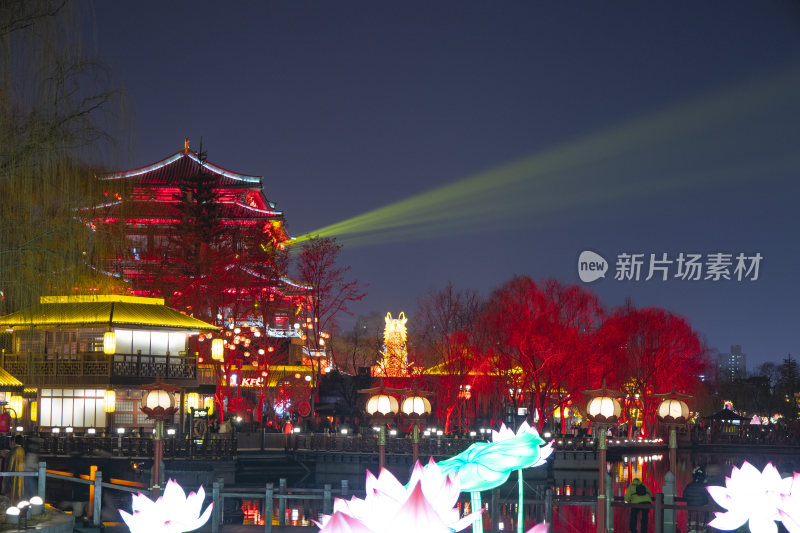 大唐芙蓉园古建夜景灯光秀