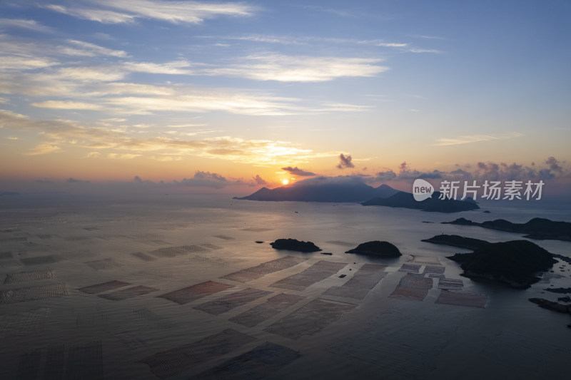 霞浦三沙花竹村海上滩涂日出朝霞自然风光