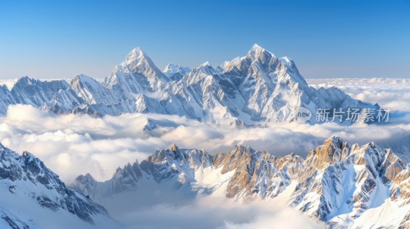 珠穆朗玛峰高峰雪山最高海拔云雾云层