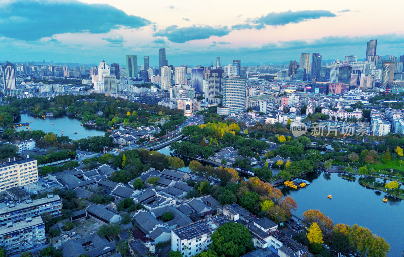 宁波5A级景区月湖航拍风景