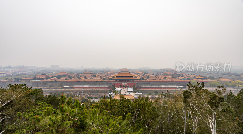 北京景山公园看故宫博物院建筑景观