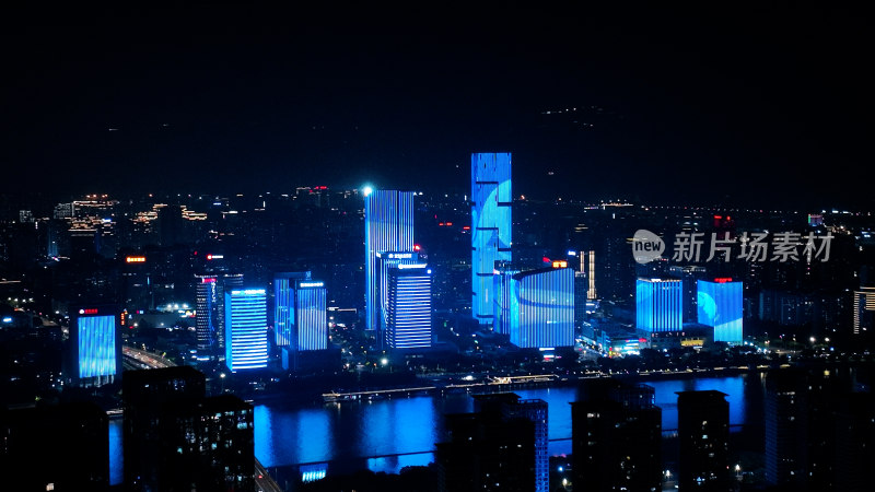 福州台江金融街照片夜景航拍城市建筑风光