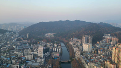 航拍贵州遵义红花岗区城市建设