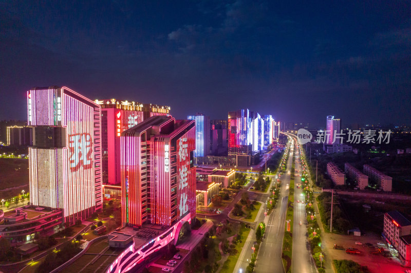 衡阳城市交通夜景航拍