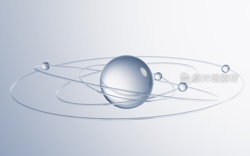 透明球体与环绕线条3D渲染