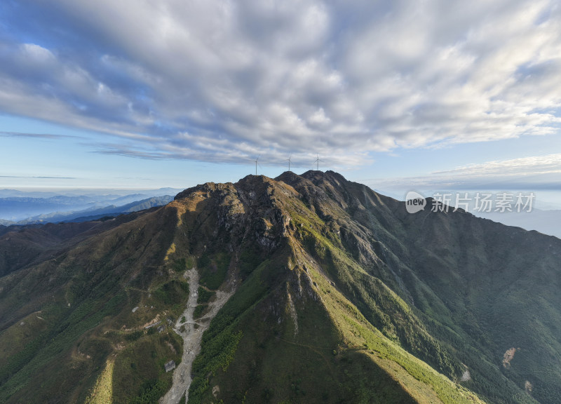 航拍湖南郴州白云仙风车山自然风光