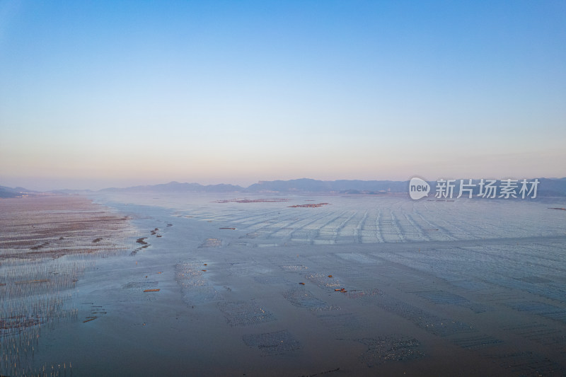 福建霞浦海岛海边滩涂日落晚霞自然风光