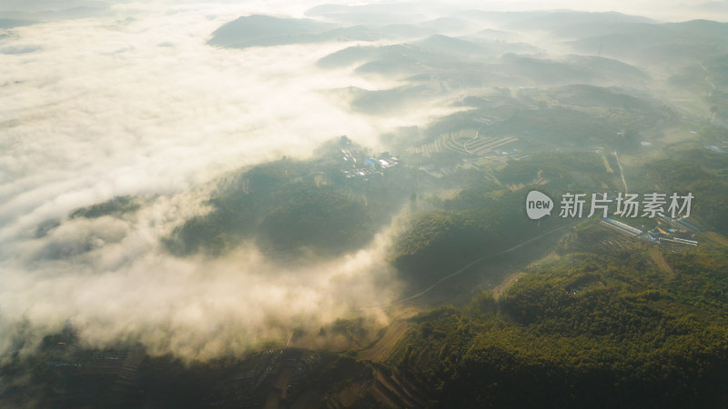 航拍山川清晨云海云雾风景