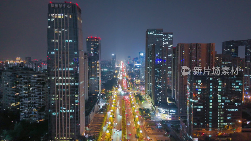 成都天府新城成都CBD天府大道夜景摄影图