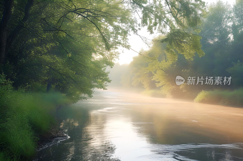 风景生态背景河流树木