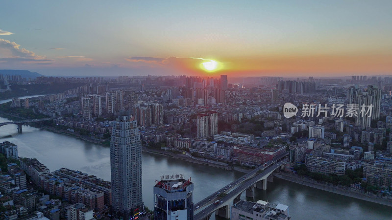 航拍四川泸州夕阳泸州日落摄影图