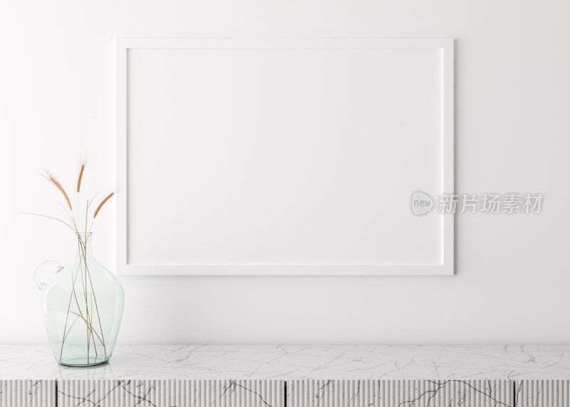 简约装饰画框与花瓶场景