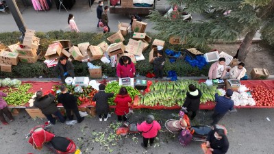 豫西农村腊月集市航拍