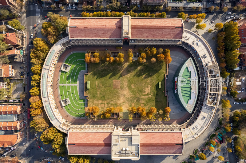 天津五大道文化旅游景区民园体育场城市风光