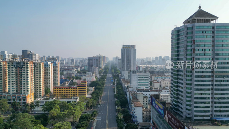 航拍广西北海城市建设北部湾商业街