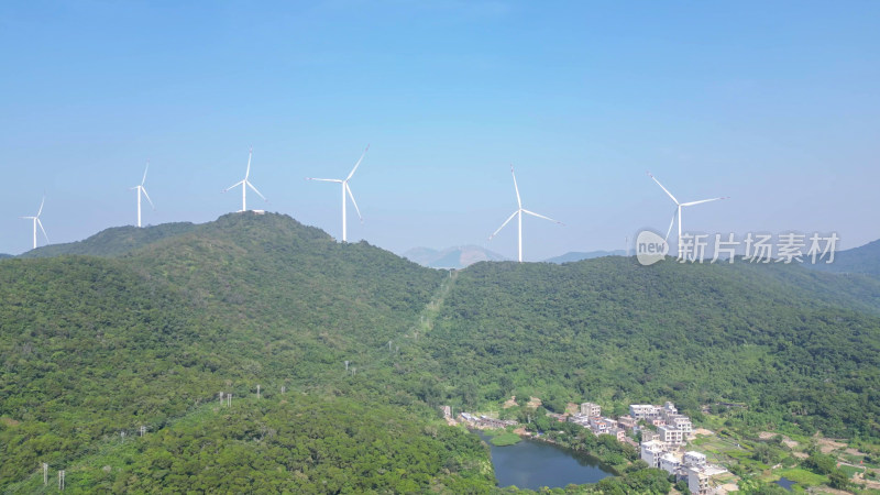 航拍大山风车绿色能源风力发电