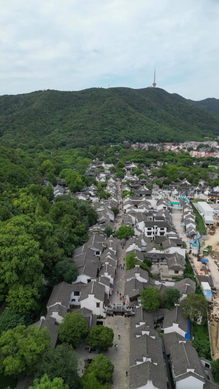 航拍江苏无锡惠山古镇5A景区