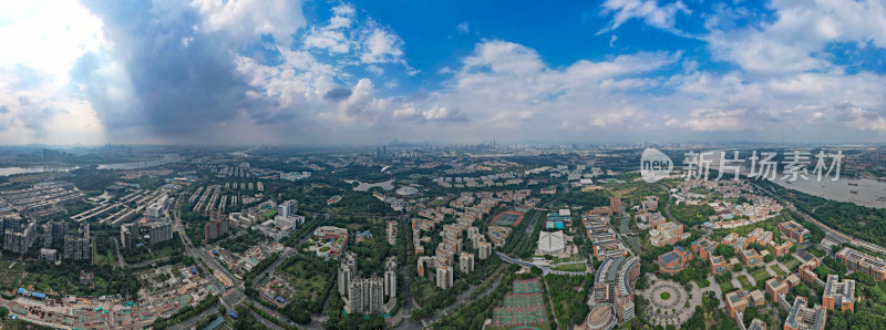 广州大学城城市风光航拍全景图