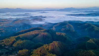 航拍风景日光山林