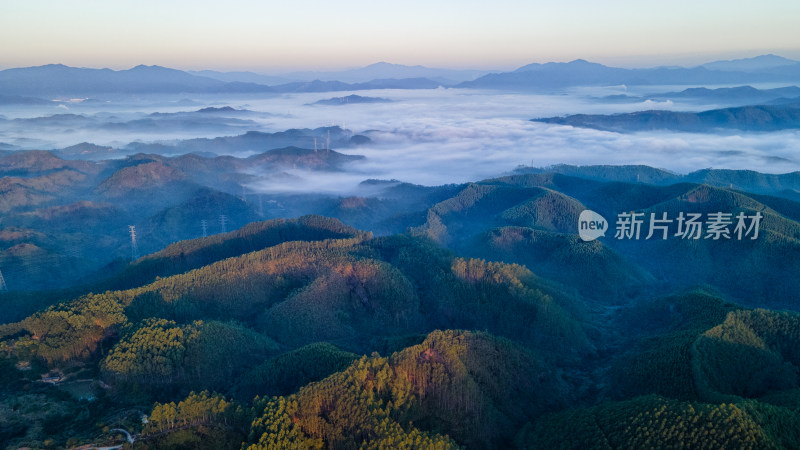 航拍风景日光山林