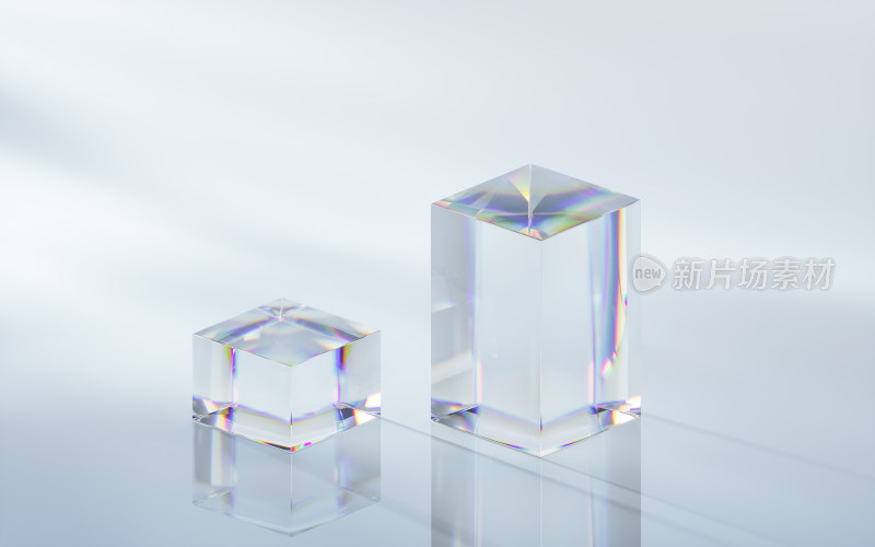 透明水晶几何体3D渲染