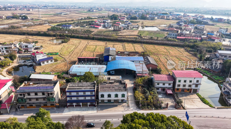 城郊乡村与建筑俯瞰景象