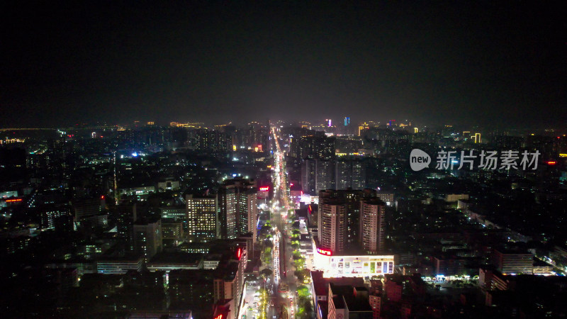 广东湛江城市夜景交通大景航拍