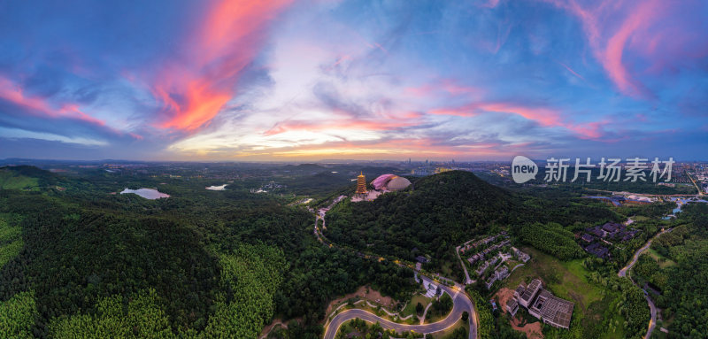 南京牛首山文化旅游区夜景晚霞