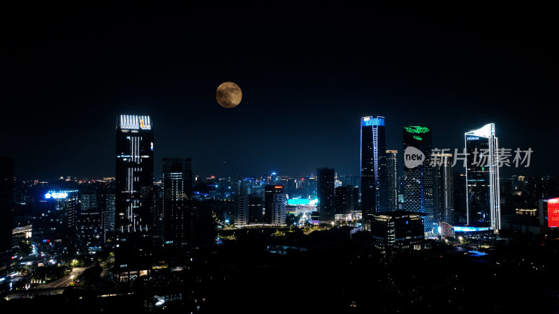 福州台江金融街照片夜景航拍城市建筑风光