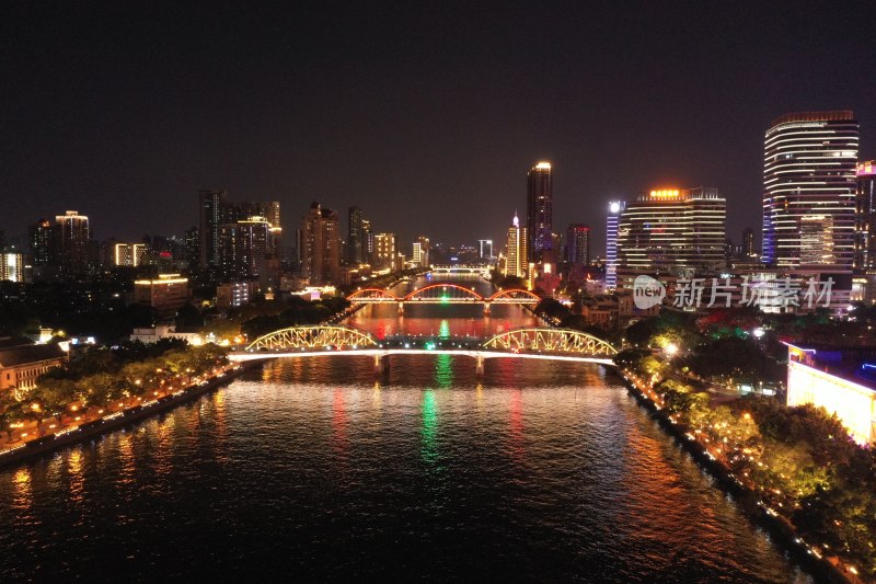 广州珠江夜景航拍