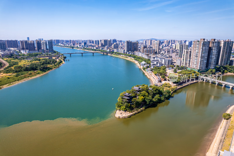 湖南衡阳石鼓书院夏日航拍风光