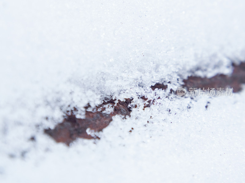 冬天特写微距雪地冰晶