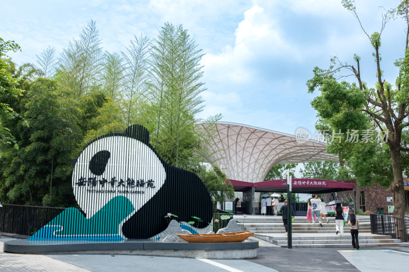 大量游客游览岳阳中华大熊猫苑