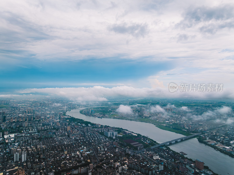 航拍夏季白天广东揭阳城市风光