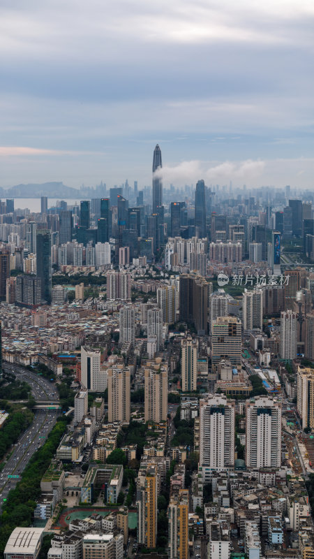 深圳罗湖CBD京基平安大厦蓝调夜景航拍