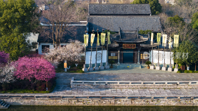 杭州西溪湿地洪园梅花盛开航拍