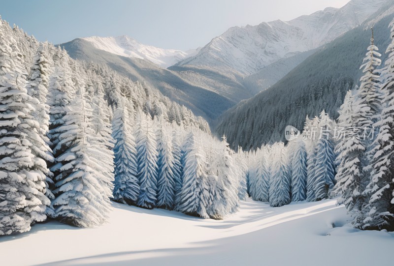 冬季森林白雪覆盖风景