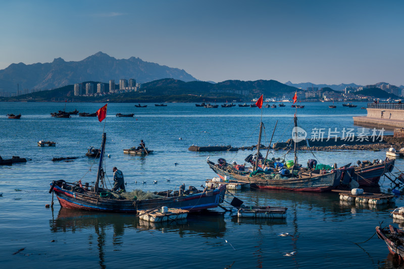 青岛海洋岸边渔船