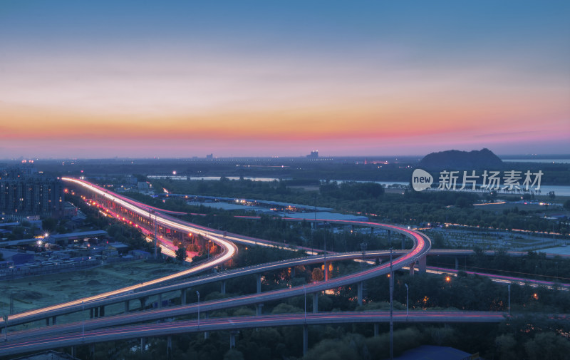 山东济南北立交桥夜景航拍