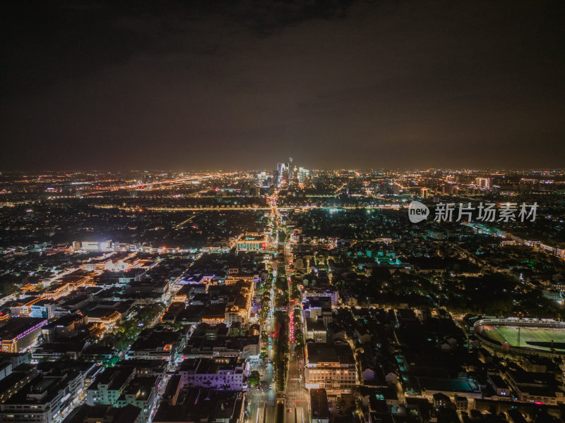 航拍江苏苏州夜景苏州大景苏州建设