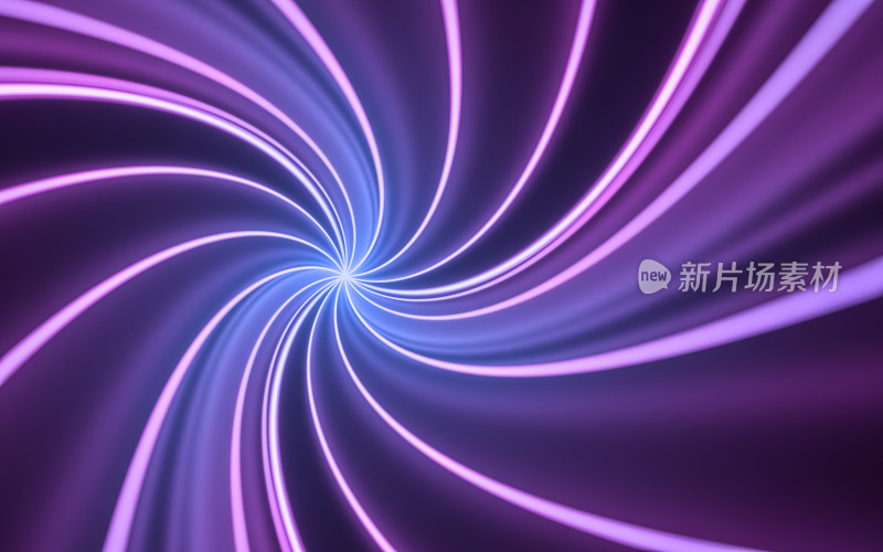 紫色背景下的扭曲线条 3D渲染