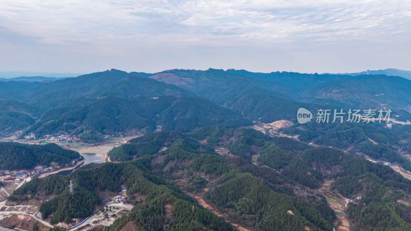 山川城市风光航拍全景