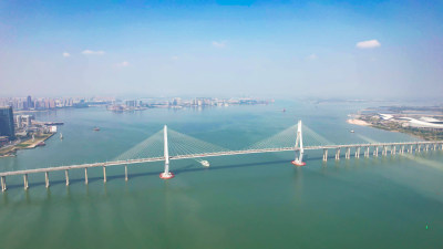 广东湛江湾湛江大桥航拍
