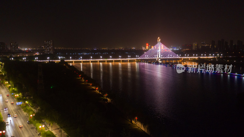 咸阳城市夜景航拍