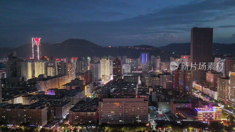 甘肃兰州夜景兰州城市夜景航拍