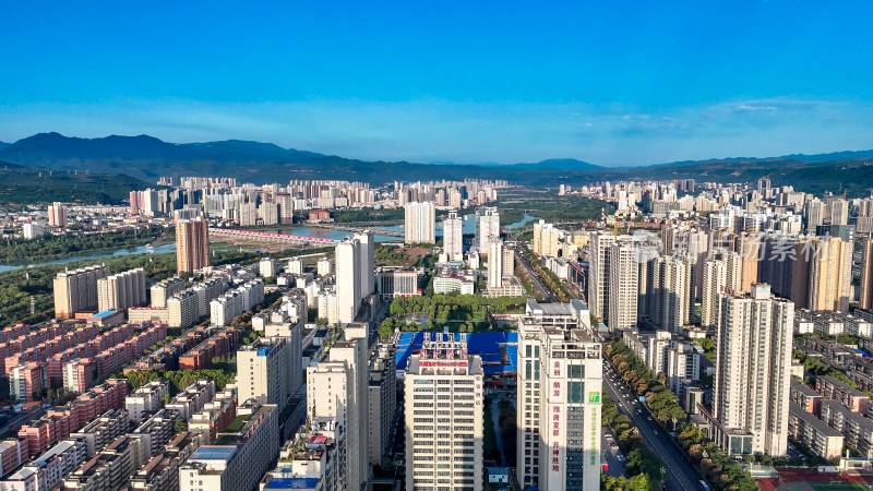 陕西宝鸡城市建设航拍图