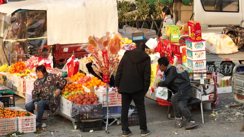 豫西农村腊月集市航拍