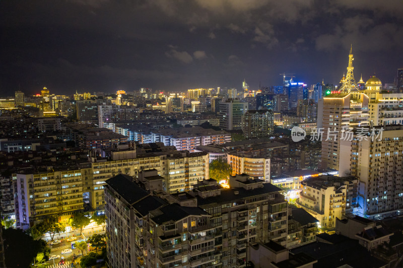 航拍福州三坊七巷夜景