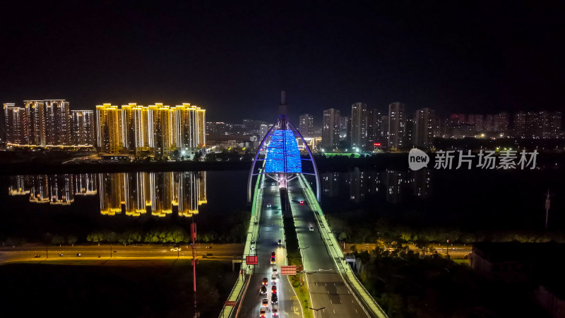 江西上饶城市夜景灯光航拍