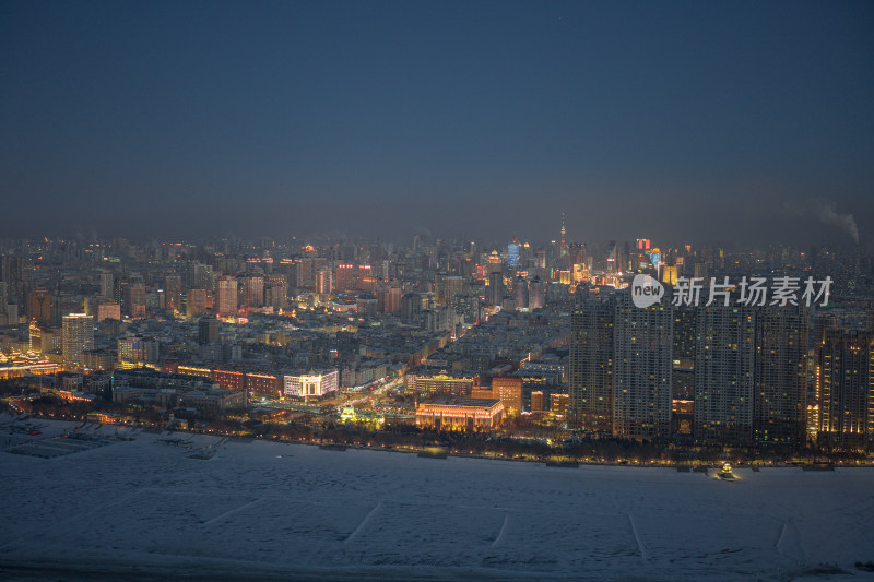 哈尔滨的冬日城市景观